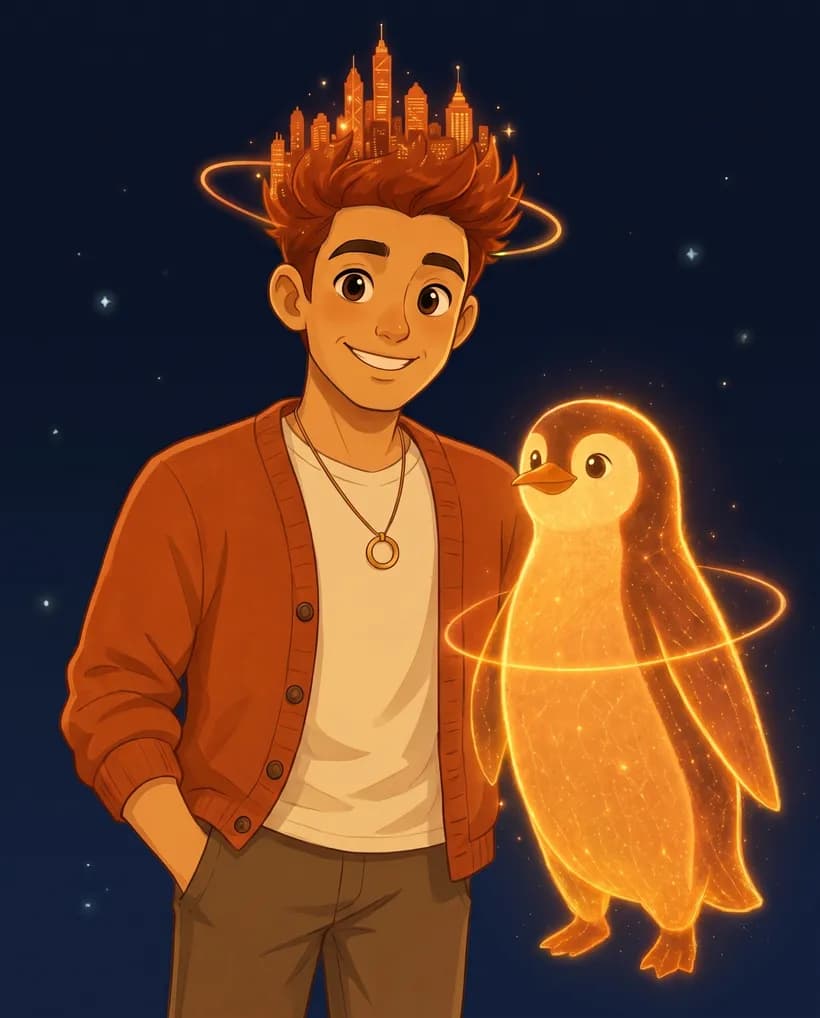 Leonas (The Father) with Glitch, their Light Companion